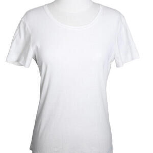 Saint James Womens 10 White Vintage Round Neck T Shirt Short Sleeve 100% Cotton